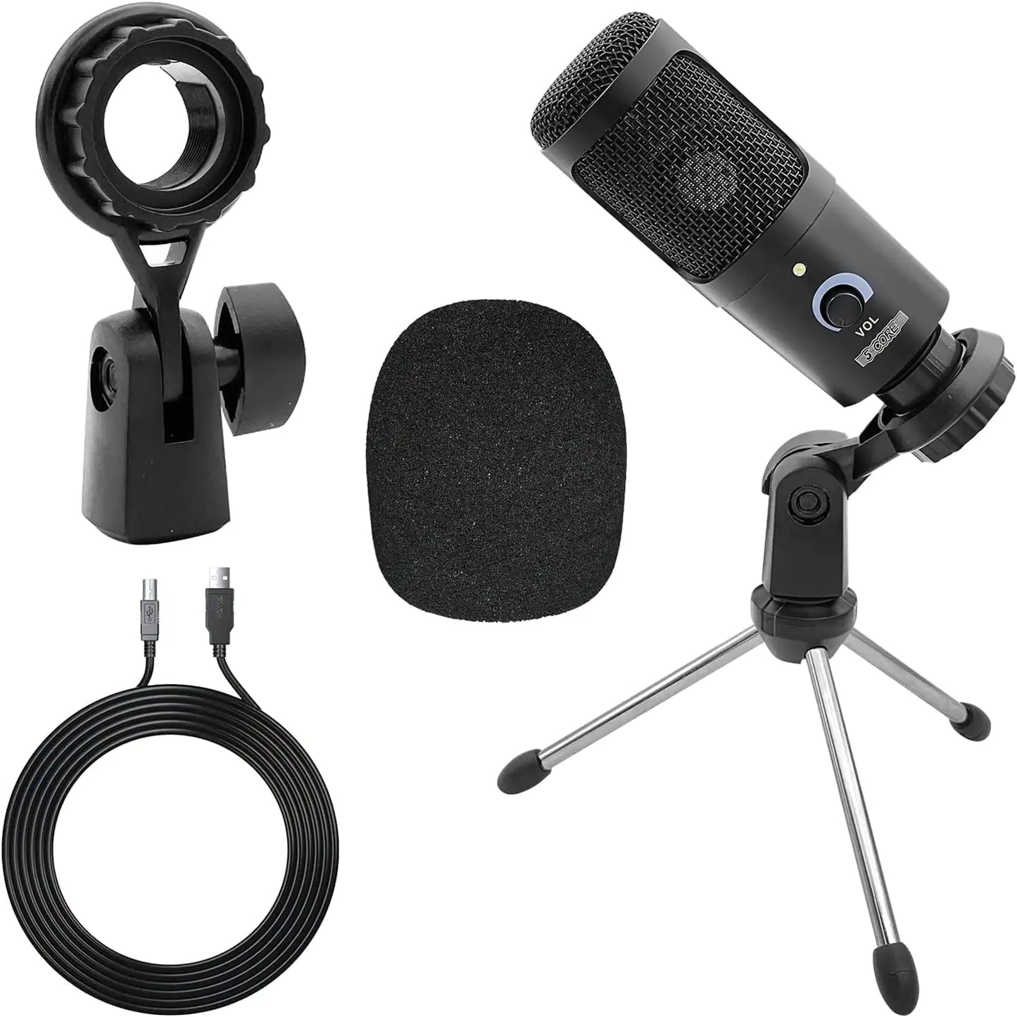 5Core Condenser Podcast Microphone Kit with Desk Stand & Foam Cover