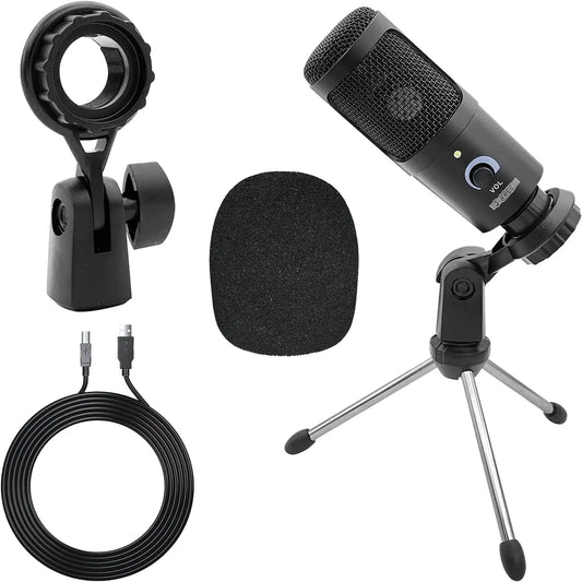 5Core Condenser Podcast Microphone Kit with Desk Stand & Foam Cover